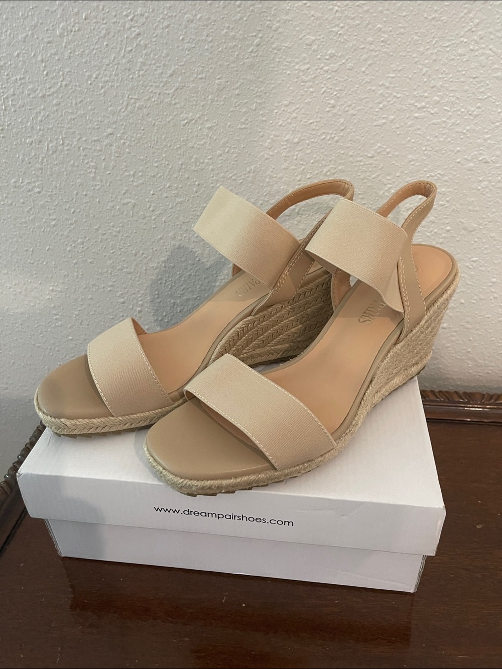 Dream Pairs Neutral Beige Espadrille Wedge Sandals